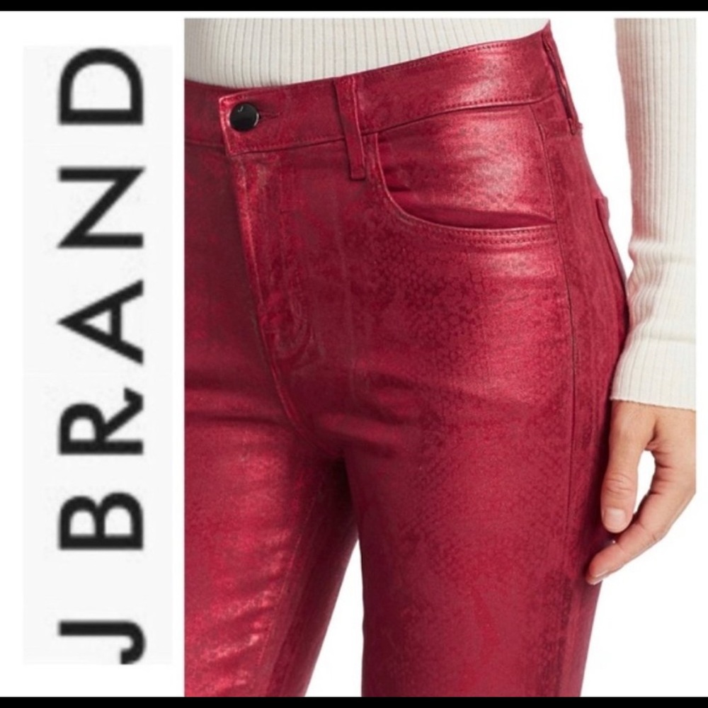 BNWT Alana High-Rise Coated Python Print Crop Skinny Jeans 29